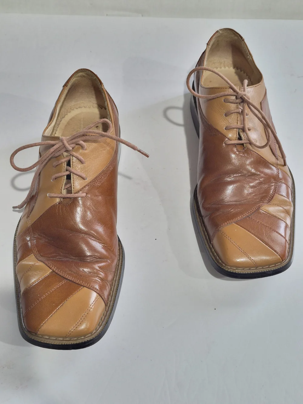 Giovanni Men's Two-Tone Brown Leather Lace-Up Dress Shoes Size 9